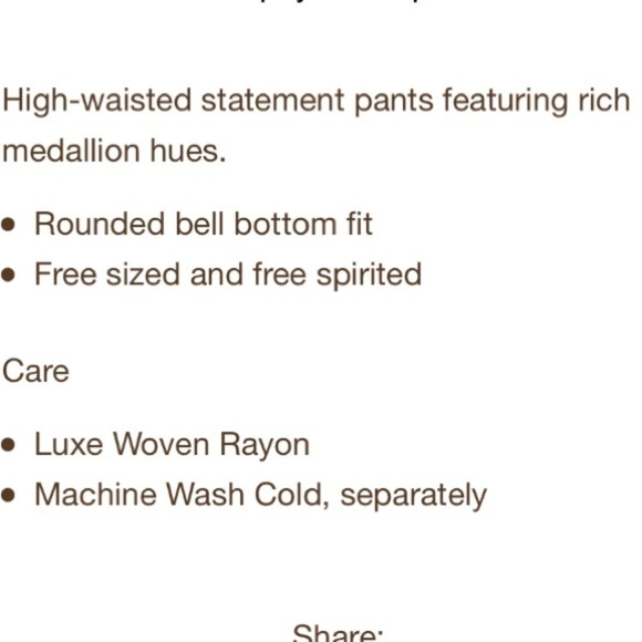 NEW Bali Queen Pocahontas Wide Leg High Rise Pants Embroidered Beach Travel - Picture 14 of 16